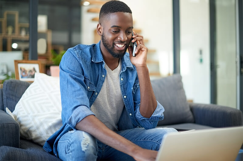 Man using cellphone to contact gateway foundation