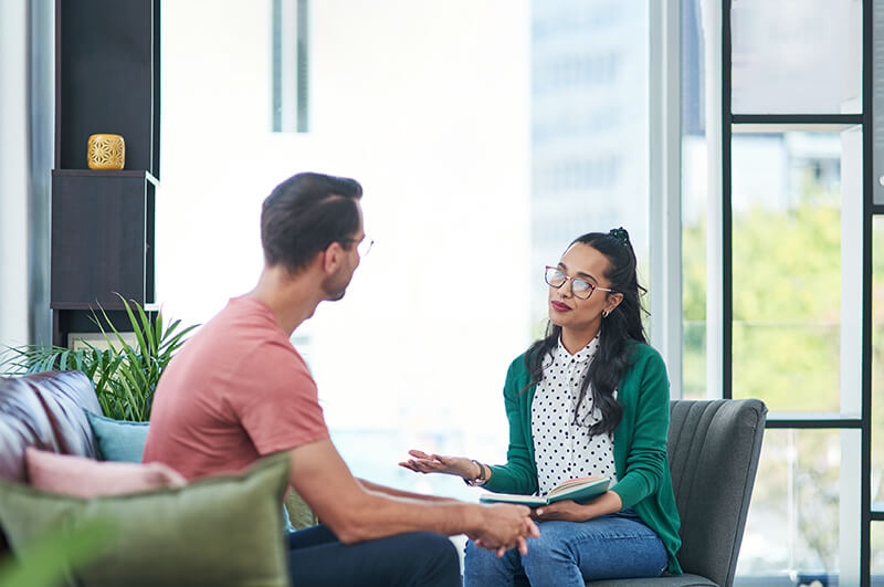 Man meeting with his therapist