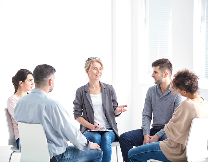 Therapist leading a group session