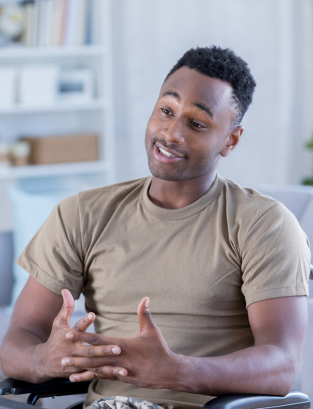 Male soldier talking with therapist